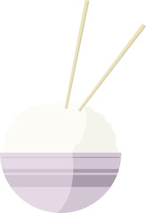 Flat colour illustration of a rice bowl