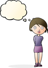 cartoon surprised girl with thought bubble