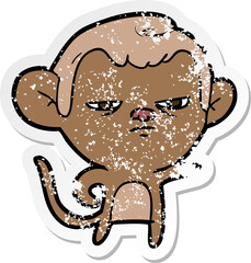 distressed sticker of a cartoon monkey