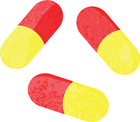 Flat colour illustration of some medical pills