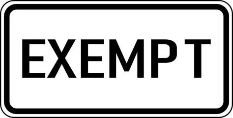 Transparent PNG of a Vector graphic of a usa Exempt MUTCD highway sign. It consists of the wording Exempt contained in a white rectangle