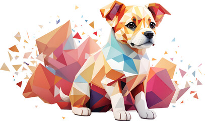 Polygon Graphic Art Playful and Colorful Dog with a Delightful Smile Design T-shirt