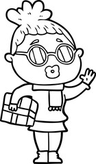 Fototapeta premium cartoon woman wearing sunglasses