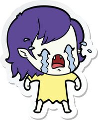 sticker of a cartoon crying vampire girl