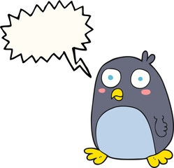 freehand drawn speech bubble cartoon penguin