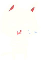 flat color style cartoon cat with crossed arms