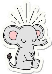 sticker of a tattoo style cute elephant