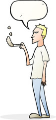 cartoon annoyed smoker with speech bubble