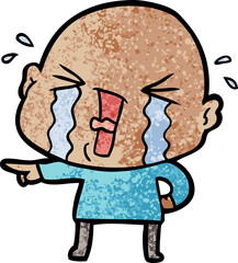 cartoon crying bald man