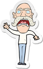 sticker of a cartoon angry old man