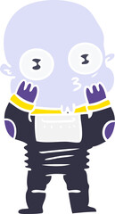 Naklejka premium flat color style cartoon weird bald spaceman