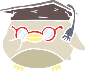 flat color style cartoon clever bird