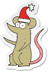 sticker of a cartoon mouse wearing christmas hat