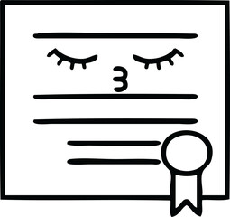 line drawing cartoon of a graduation diploma