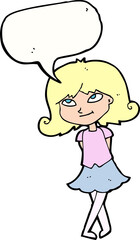 cartoon clever girl with speech bubble