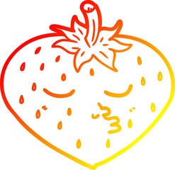warm gradient line drawing of a cartoon strawberry