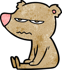 angry bear cartoon sitting