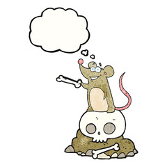 freehand drawn thought bubble textured cartoon graveyard rat