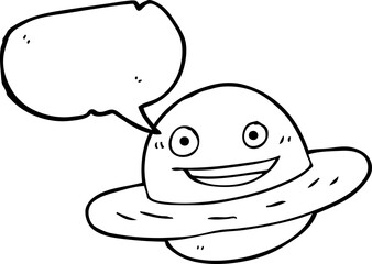 freehand drawn speech bubble cartoon planet