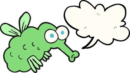 freehand drawn speech bubble cartoon fly