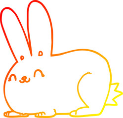 warm gradient line drawing of a cartoon rabbit