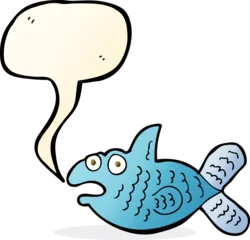 Fotobehang cartoon fish with speech bubble © lineartestpilot