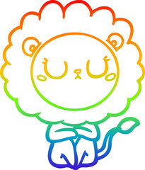 rainbow gradient line drawing of a cartoon lion