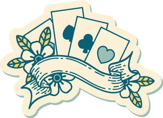 sticker of tattoo in traditional style of cards and banner