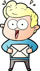 cartoon man with envelope