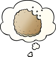 cartoon biscuit with thought bubble in smooth gradient style