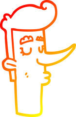 warm gradient line drawing of a cartoon arrogant man