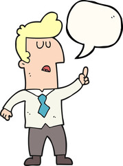 freehand drawn speech bubble cartoon businessman
