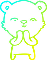 cold gradient line drawing of a happy cartoon polar bear