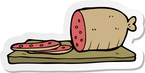 sticker of a cartoon sliced sausage