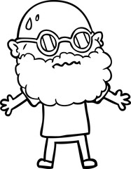 cartoon worried man with beard and sunglasses