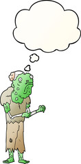 cartoon zombie with thought bubble in smooth gradient style