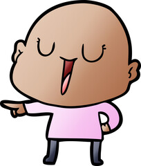 happy cartoon bald man