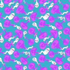 Halloween seamless witch poison bottle pattern for wrapping paper and fabrics and linens and kids clothes print