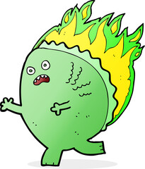cartoon monster on fire