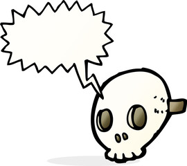 cartoon skull mask with speech bubble