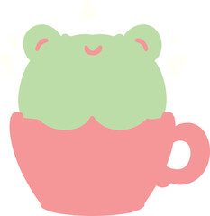 cute frog in coffee cup