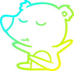 cold gradient line drawing of a happy cartoon bear