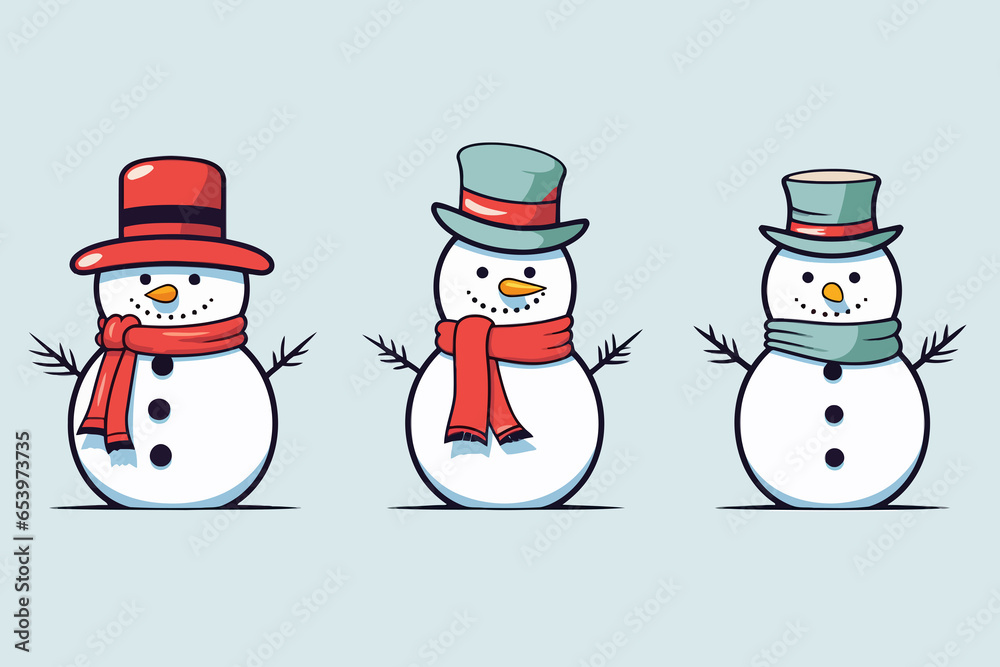 Sticker snowmen vector flat minimalistic isolated vector style illustration