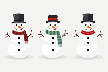 Snowmen vector flat minimalistic isolated vector style illustration