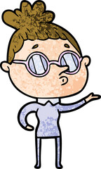 cartoon woman wearing glasses