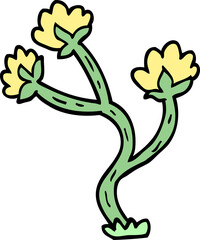 hand drawn doodle style cartoon wildflower