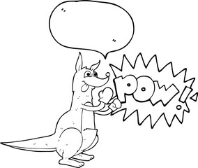 freehand drawn speech bubble cartoon boxing kangaroo
