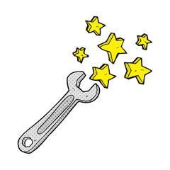 freehand drawn comic book style cartoon spanner