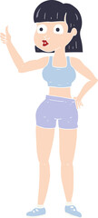 flat color illustration of gym woman