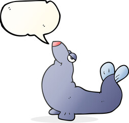 freehand drawn speech bubble cartoon proud seal